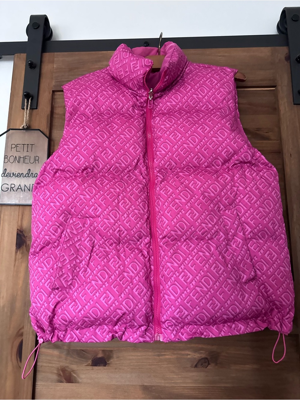 Fendi skims Hot Pink Quilted Logo Puffer Vest
